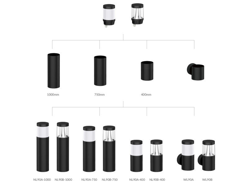 Litegear ROMA Bolard Light Tubus für 100cm Höhe