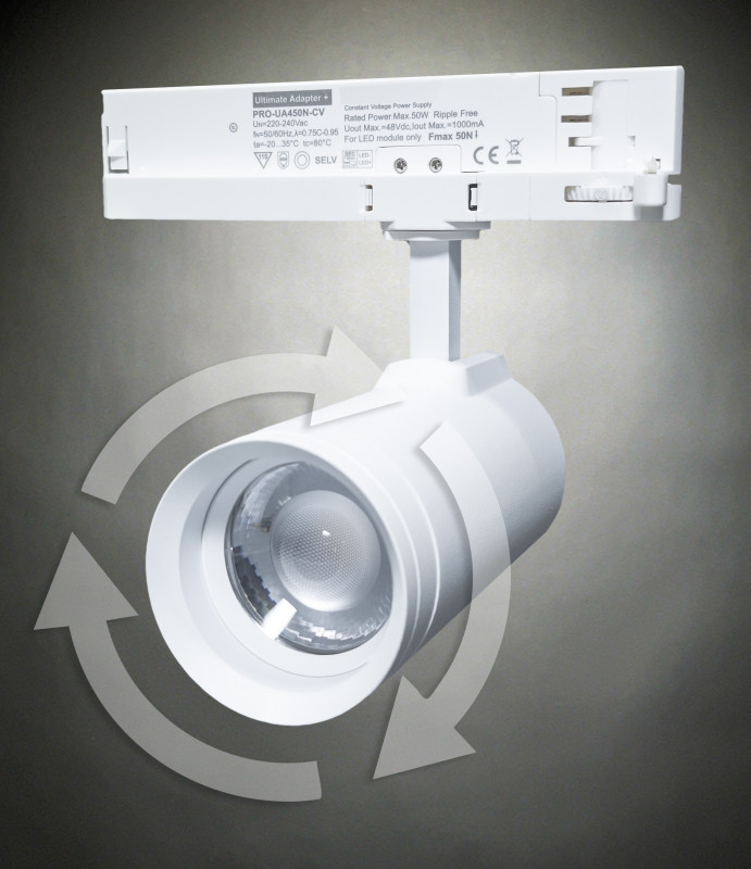 Litegear VARIA-QUICK Stromschienenstrahler 28W 2660lm, CRI90, Digital Display Dim + CCT