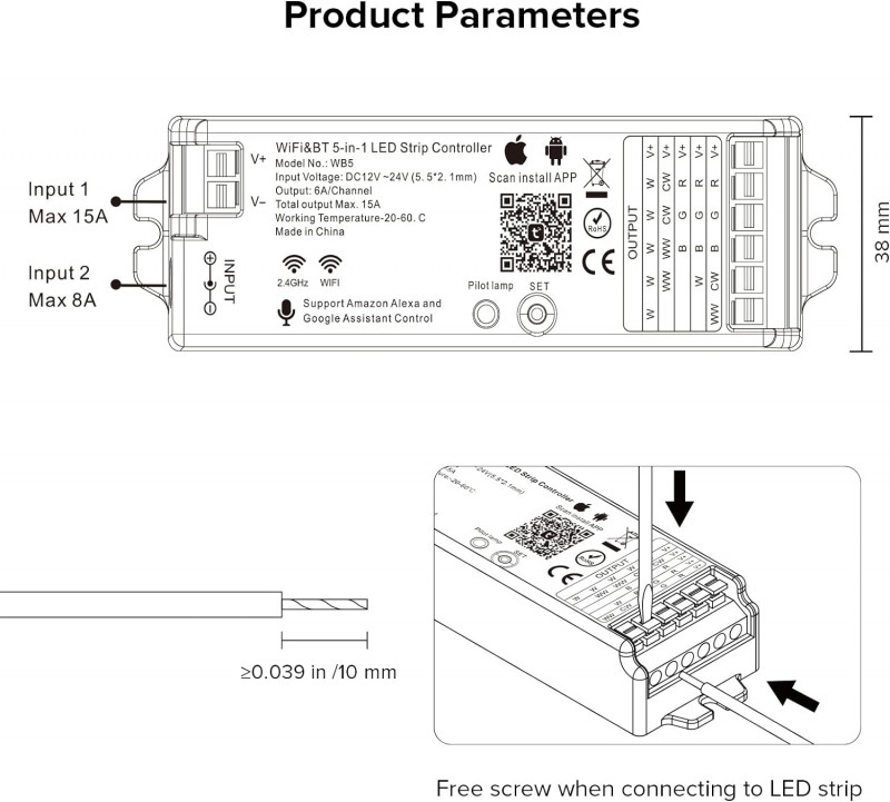 LITEGEAR INTERVENT WFC05 2,4G RF Controller/Dimmer 5 Channels RGBCCT