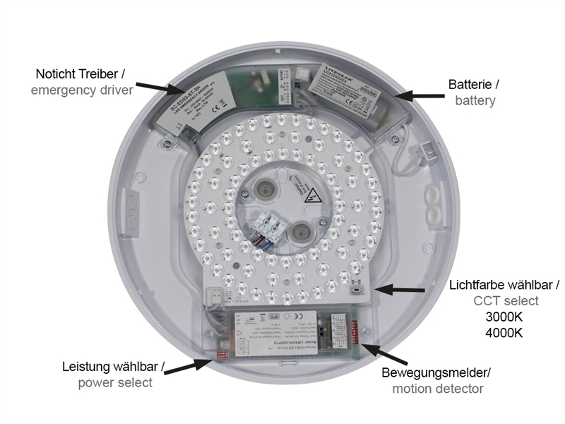 Litegear Artea 23-830/840-2300LM CCT-/Power Select, Sensor + Emergency Autotest