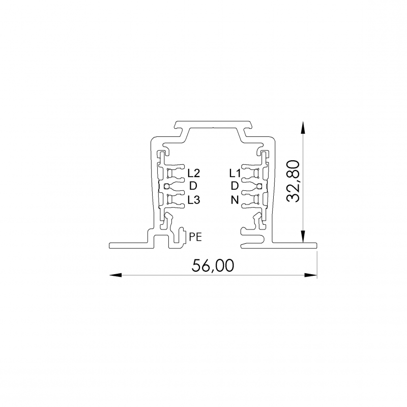 Unipro Einbaustromschiene 2m