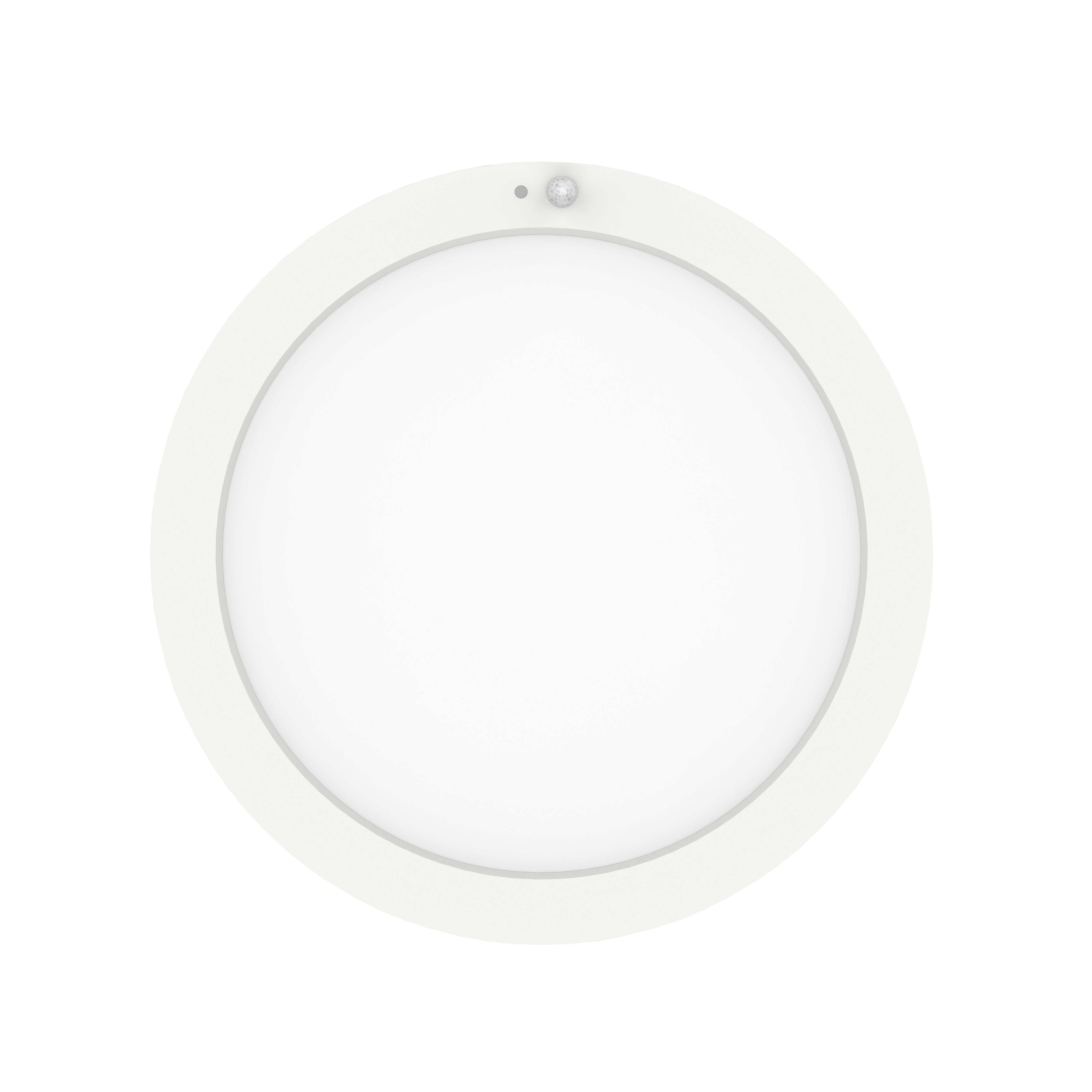 Round white Placida Clou luminaire with a visible sensor at the edge