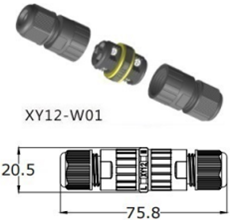 IP68 Terminalconnector 3 pin small für 3 x 0,5-1mm²
