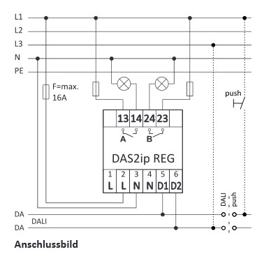 DALI Schaltaktor Switch 2 CH 16A/165A(p) REG 2TE