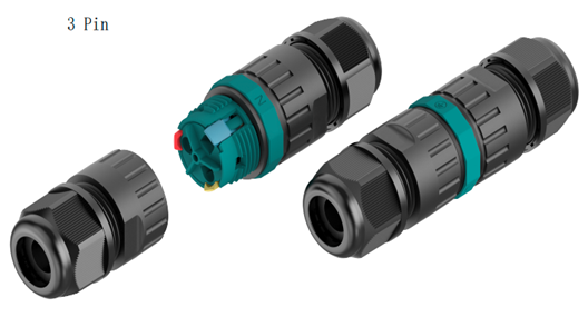 IP68 Terminalconnector 3 pin medium für 3 x 0,75-2,5mm²