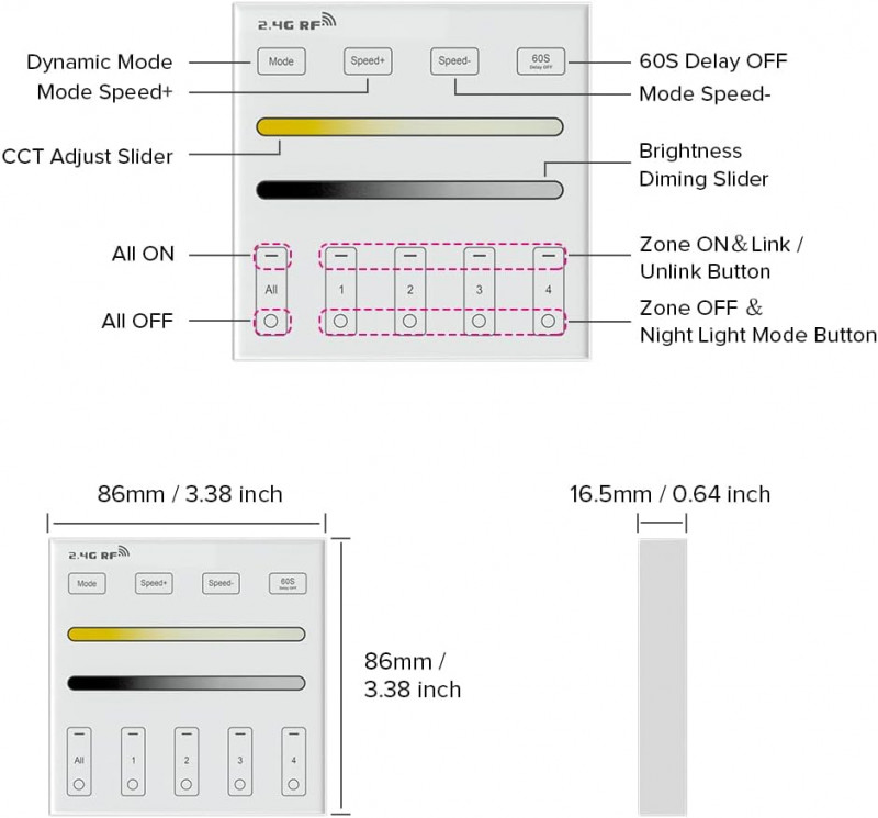 LITEGEAR INTERVENT WRF42 2,4G RF Wall Controller