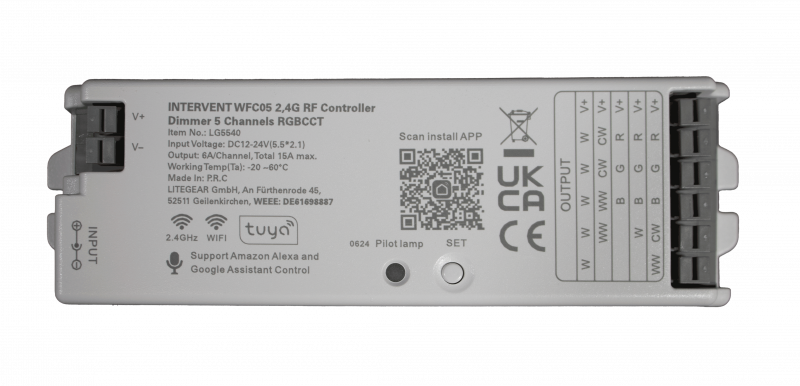 LITEGEAR INTERVENT WFC05 2,4G RF Controller/Dimmer 5 Channels RGBCCT
